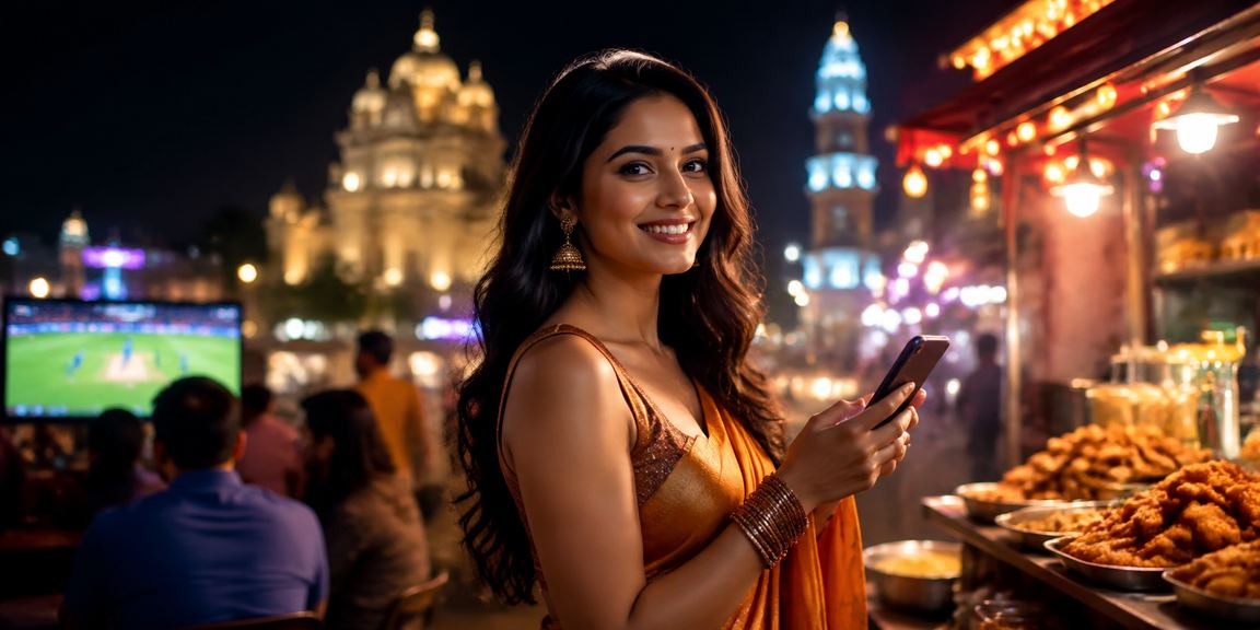 Exciting night sports betting market scene in Pune city, India